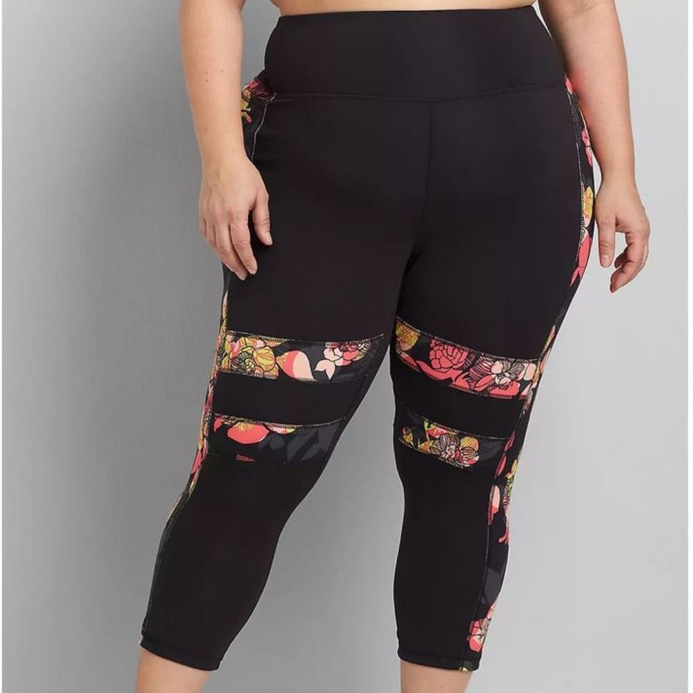 Lane Bryant LIVI Soft Capri Legging - Colorblock Floral Size 18/20
